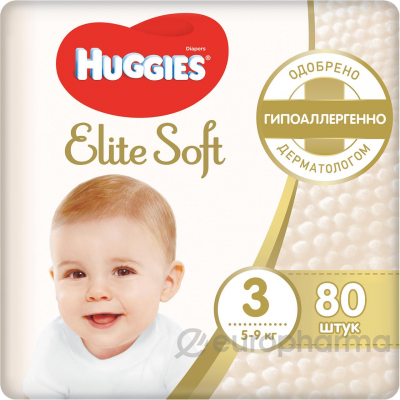 Huggies подгузники Elite Soft 3 (5-9 кг) № 80 шт