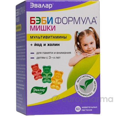 Бэби формула Мишки №60 жев.пастилки Бэби формула Мишки №60 жев.пастилки