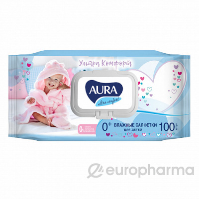 Aura салфетки влажные Ultra comfort для детей № 100 шт