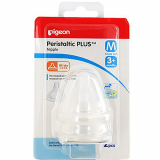 PIGEON Соска силиконовая для детской бутылочки  Перистальтик Плюс размер M (3+мес.), 2шт