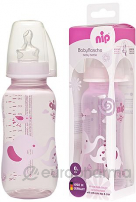 NIP бутылочка пластиковая "Trendy" girl мл с соской силикон , размер 1 250мл