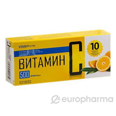 Витамин С Вива Фарм 500 мг № 10 табл. жев.