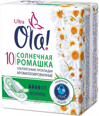 OLA Ultra Normal прокладки ультратонкие "Солнечная ромашка" 10 шт OLA Ultra Normal прокладки ультратонкие "Солнечная ромашка" 10 шт