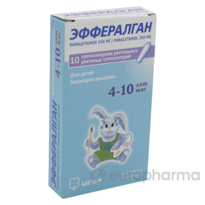 Эффералган (с 4 лет-10 лет) 300 мг № 10 суппозит. ректал.