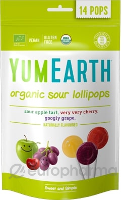 YumEarth Органические фруктовые леденцы на палочке с кислинкой, 14 шт/уп, 3 вкуса №1026