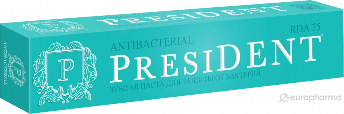 President зубная паста Antibacterial для защиты от бактерий 50 мл
