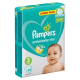 Подгузники Pampers Active Baby–Dry, Вес 6–10 кг, Размер 3, 82 шт
