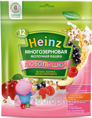 Heinz каша многозерновая молочная с яблоко малина черная смородина для детей с 12 месяцев 200 г