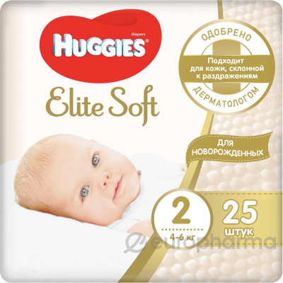Huggies подгузники Elite Soft 2 (4-6 кг) № 25 шт