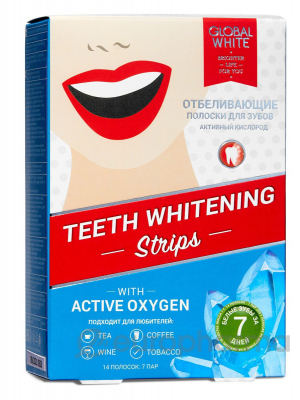 Global white отбеливающие полоски для зубов "Teeth whitening strips" для полости рта