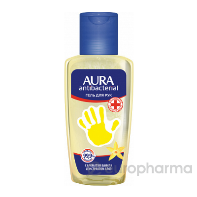 Aura гель antibacterial с ароматом ванили и экстр алоэ для рук 50 мл