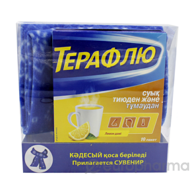 ТераФлю порошок со вкусом лимона №10 пакетики ПРОМО АКЦИЯ + шарф