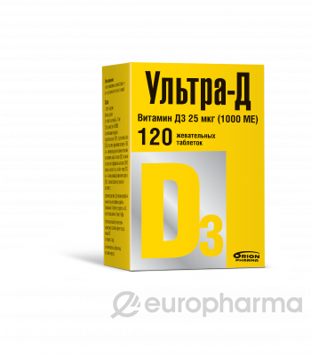 Ультра-Д Витамин Д3 25 мкг (1000МЕ) № 120 жев.табл