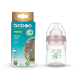 Baboo бутылочка Natural с широким горлышком с 0 месяцев 130 мл розовая