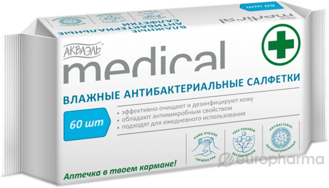 ЗетТек АКВАЭЛЬ "MEDICAL" антибактериальные 60 шт