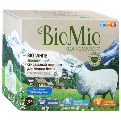 BioMio стир.порошок для белого без запаха 1500г