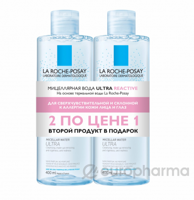 La Roche-Posay ПРОМО Мицеллярная вода ULTRA для реактивной кожи 400 мл+400мл