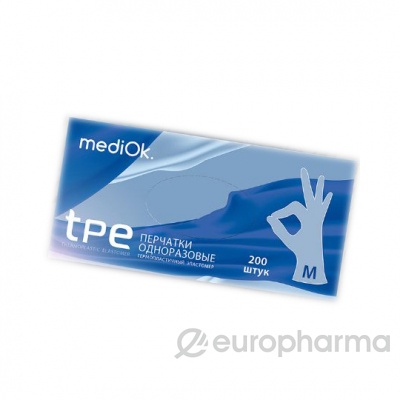 MediOk® Перчатки одноразовые из термопластичного эластомера р-р M бесцветные
