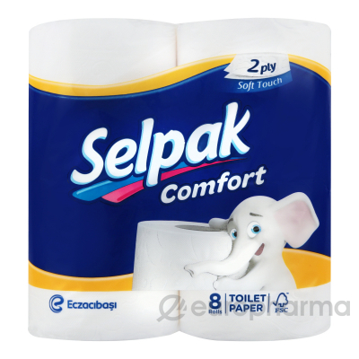 Selpak бумага Comfort 2 слоя 8 рулонов туалетная