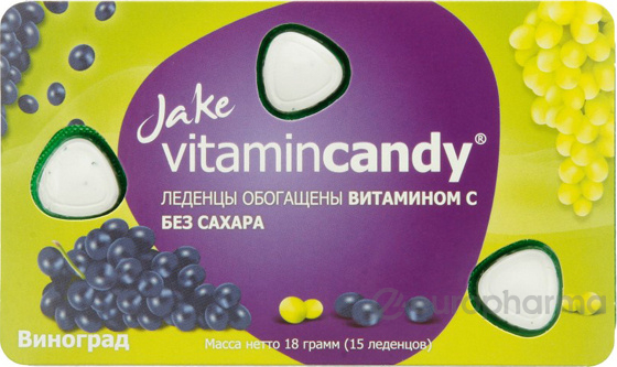 Jake леденцы витамин С 216 г № 12 шт виноград