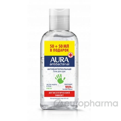 Aura Гель для рук антибактериальный Fresh изопропиловый спирт ПРОМО для рук 50+50мл