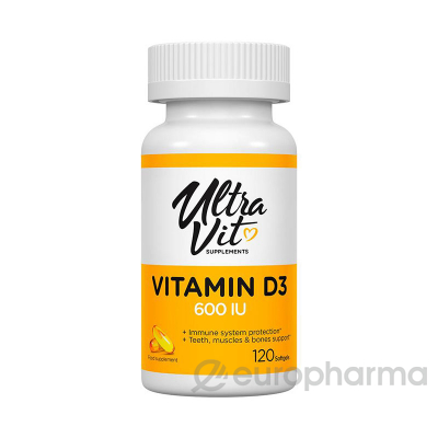 UltraVit витамины D3 600 МЕ 15 мкг 120 капсул банка