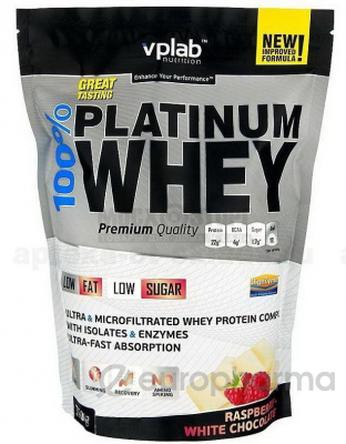 VPLab сывороточный протеин 100% Platinum Whey вкус малина-белый шоколад пакет 750 г