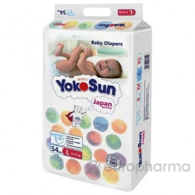 YokoSun подгузники Premium L для детей 9-13 кг п/эт пакет № 54 шт