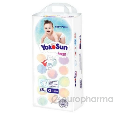 YokoSun подгузники-трусики XL (12-20 кг) для детей 12-20 кг п/эт пакет № 38 шт