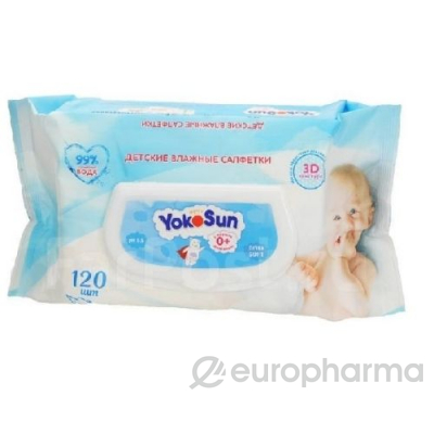 YokoSun влажные салфетки детские п/эт пакет № 120 шт