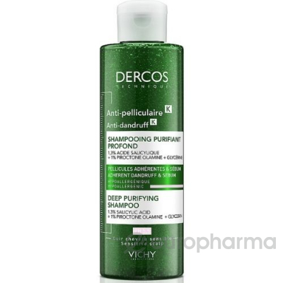 Vichy шампунь-скраб Dercos для глубокого очищения кожи головы и волос против устойчивой перхоти и из