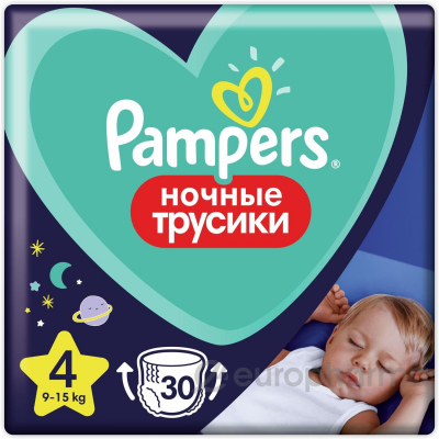 Pampers подгузники-трусики ночные Pants Maxi для детей 9-15 кг  30 шт