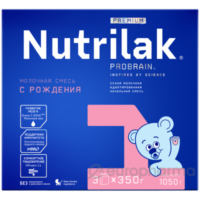 Nutrilak смесь Premium+ 1 молочная сухая адаптивная начальная. картон 1050 г № 3 шт