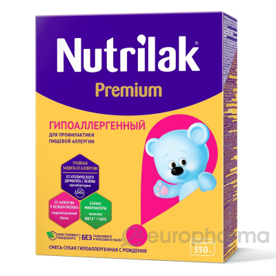 Nutrilak смесь сухая с рождения Premium гипоаллергенный картон 350 гр № 12 шт