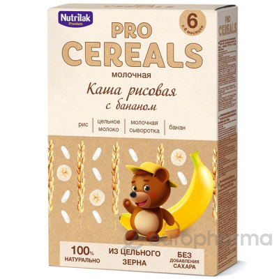 Nutrilak каша рисовая молочная Premium Procereals банан картон 200 г № 12 шт