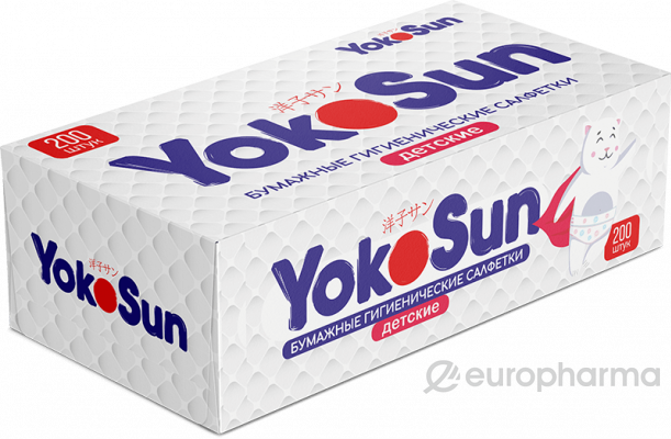 YokoSun бумажные гигиенические салфетки детские п/эт пакет № 200 шт