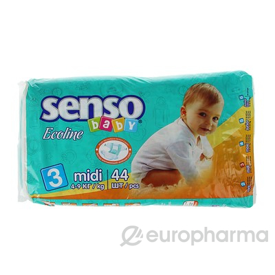 Senso Baby подгузники для детей Ecoline с кремом бальзамом D3 44 шт