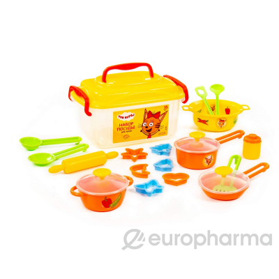 Набор посуды для кукол ТРИ КОТА (20 элементов, в контейнере) арт72931