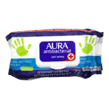Aura салфетки влажные с ромашкой антибактериальные № 72 шт