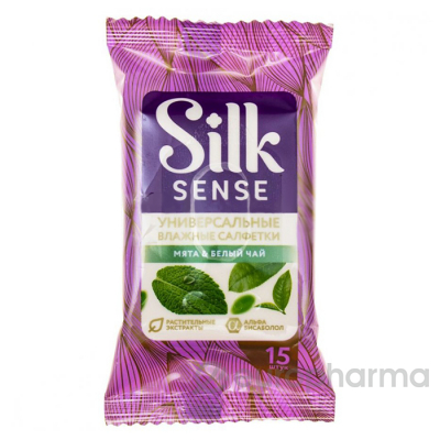 Silk Sense Влажные салфетки унив. Белый чай и Мята уп.15