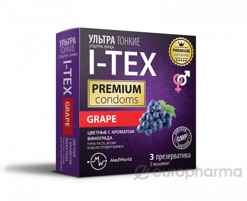 I-TEX презервативы ультратонкие с ароматом винограда 3 шт
