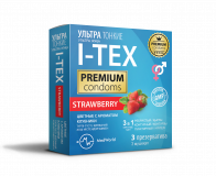I-TEX презервативы ультратонкие ребристые с ароматом клубники 3 шт