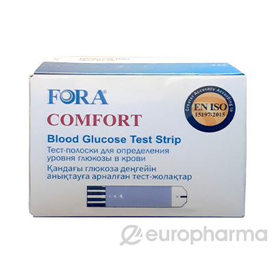 Тест-полоски для контроля глюкозы в крови FORA COMFORT для моделей (ACS042) в упаковке №50 ш/к 76401