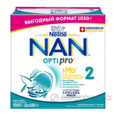 Nestle смесь Nan 2 Оптипро сухая молочная смесь 3х350 гр