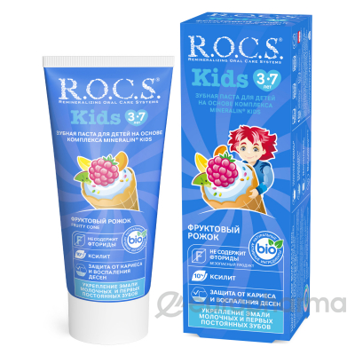 Rocs зубная паста Mineralin kids фруктовый рожок для детей 45 гр