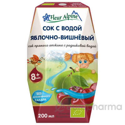 ФЛЕР АЛЬПИН сок с родниковой водой Яблочно-вишневый, 8 мес., 200/24