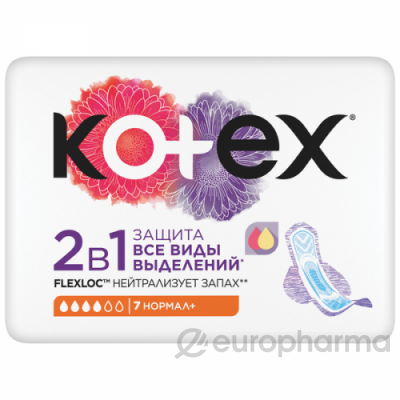 Прокладки Kotex 2in1 Normal 7шт*16