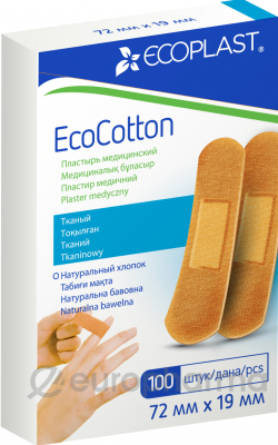 ECOPLAST Пластырь мед тканый "EcoCotton" 72*19 мм - 100 шт