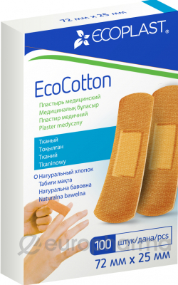 ECOPLAST Пластырь мед тканый "EcoCotton" 72*25 мм - 100 шт