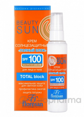 Floresan Солнцезащитный крем "полный блок"SPF 100"Beauty SUN" 75мл